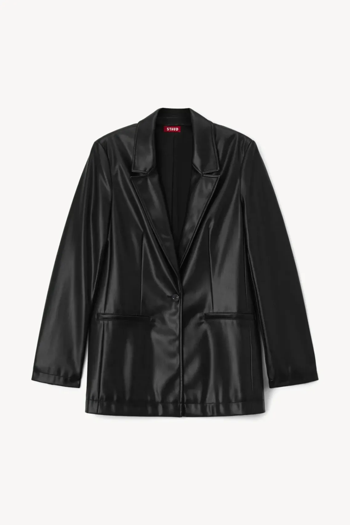 CLOTHING STAUD - MADDEN BLAZER BLACK BLACK VEGAN LEATHER