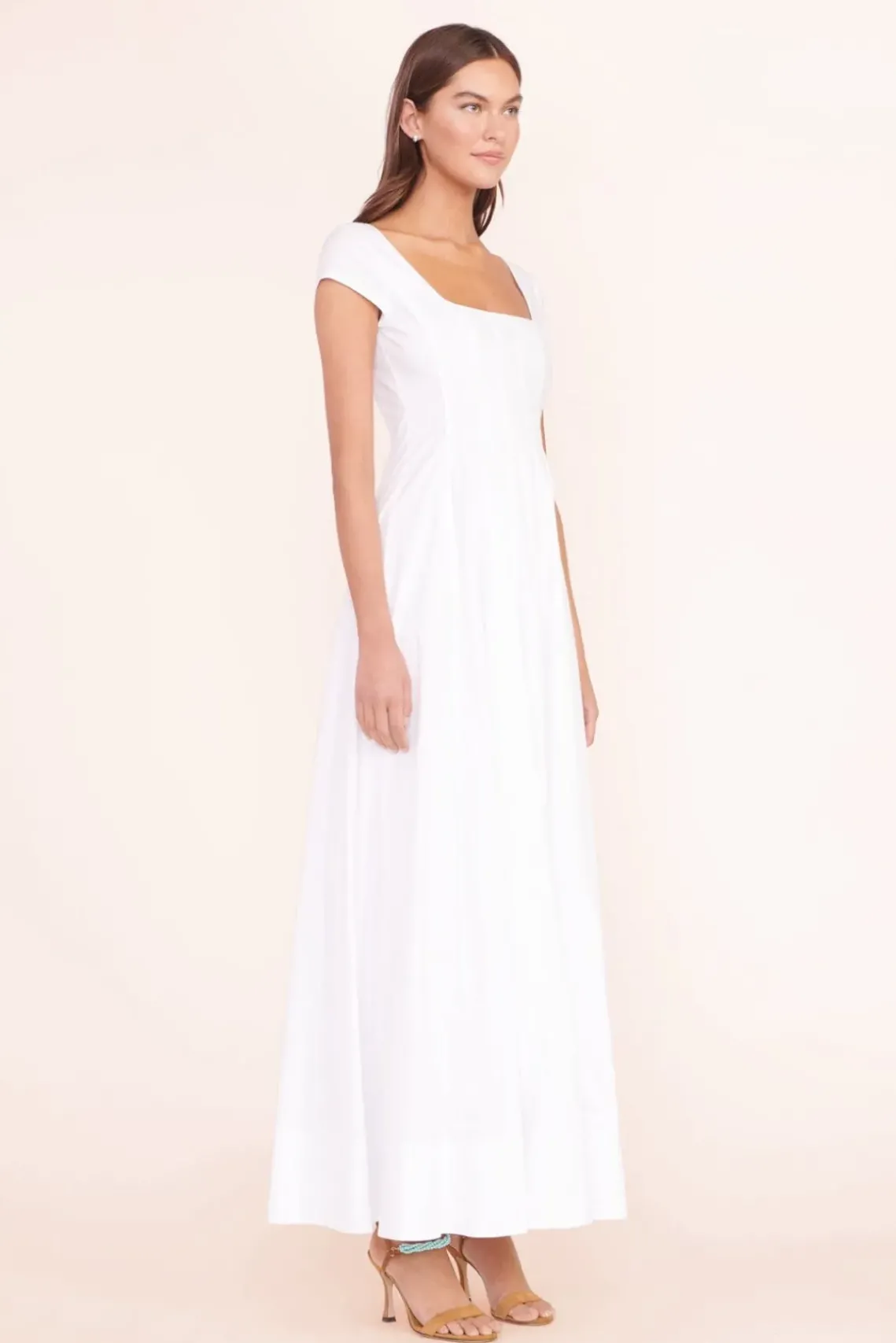 CLOTHING STAUD - MAXI SHORT SLEEVE WELLS DRESS WHITE