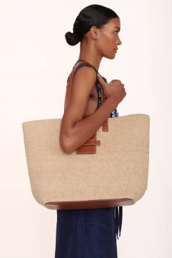 HANDBAGS STAUD - MERCATO RAFFIA TOTE NATURAL TAN