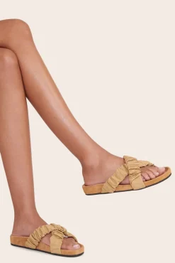 SHOES STAUD - MICHEL SLIDE FENNEL GROSGRAIN CASHEW SUEDE FENNEL CASHEW