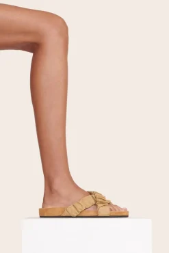 SHOES STAUD - MICHEL SLIDE FENNEL GROSGRAIN CASHEW SUEDE FENNEL CASHEW
