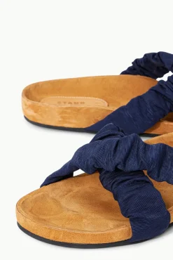 SHOES STAUD - MICHEL SLIDE NAVY GROSGRAIN CASHEW SUEDE NAVY CASHEW