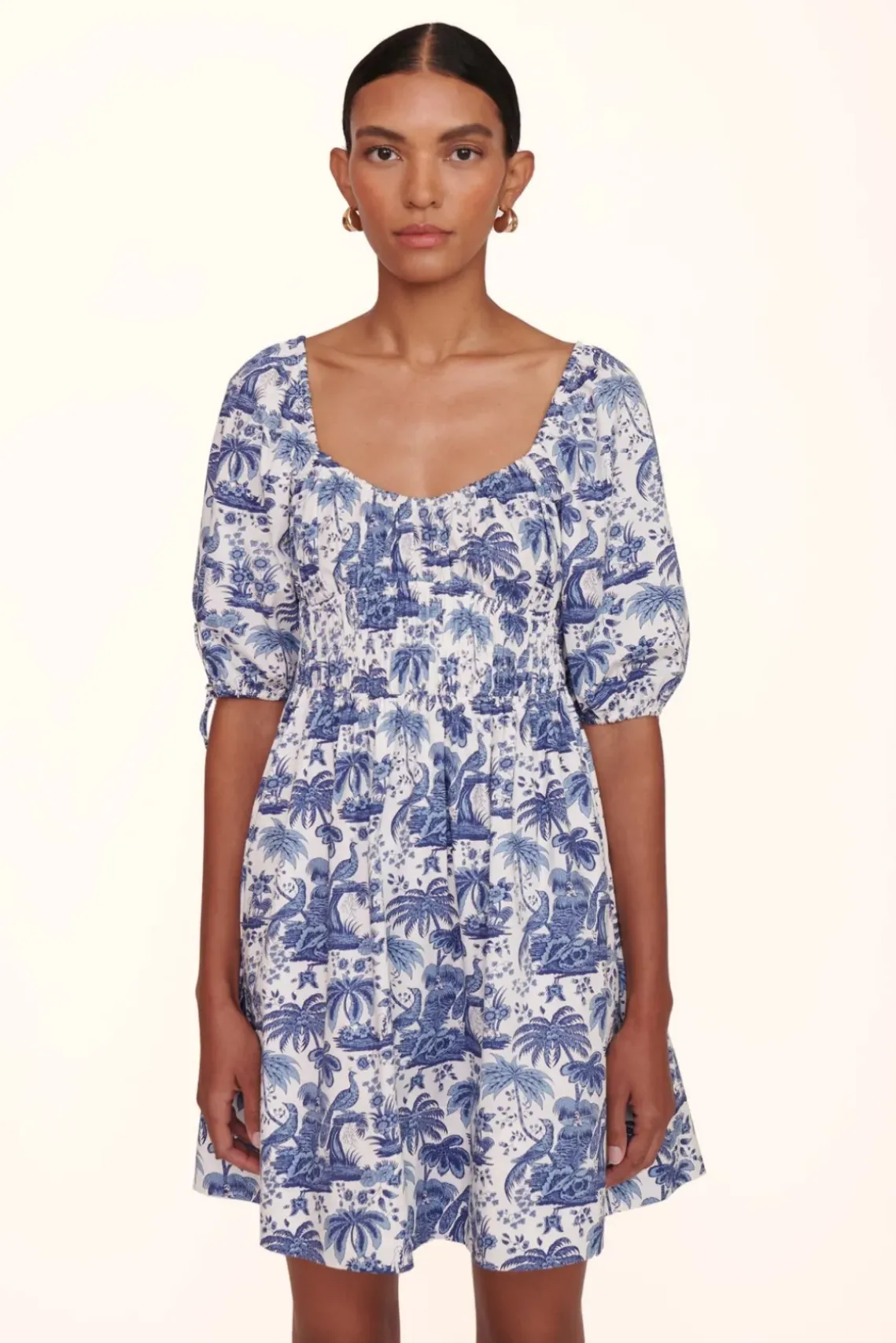 CLOTHING STAUD - MINI FAYE DRESS BLUE TOILE