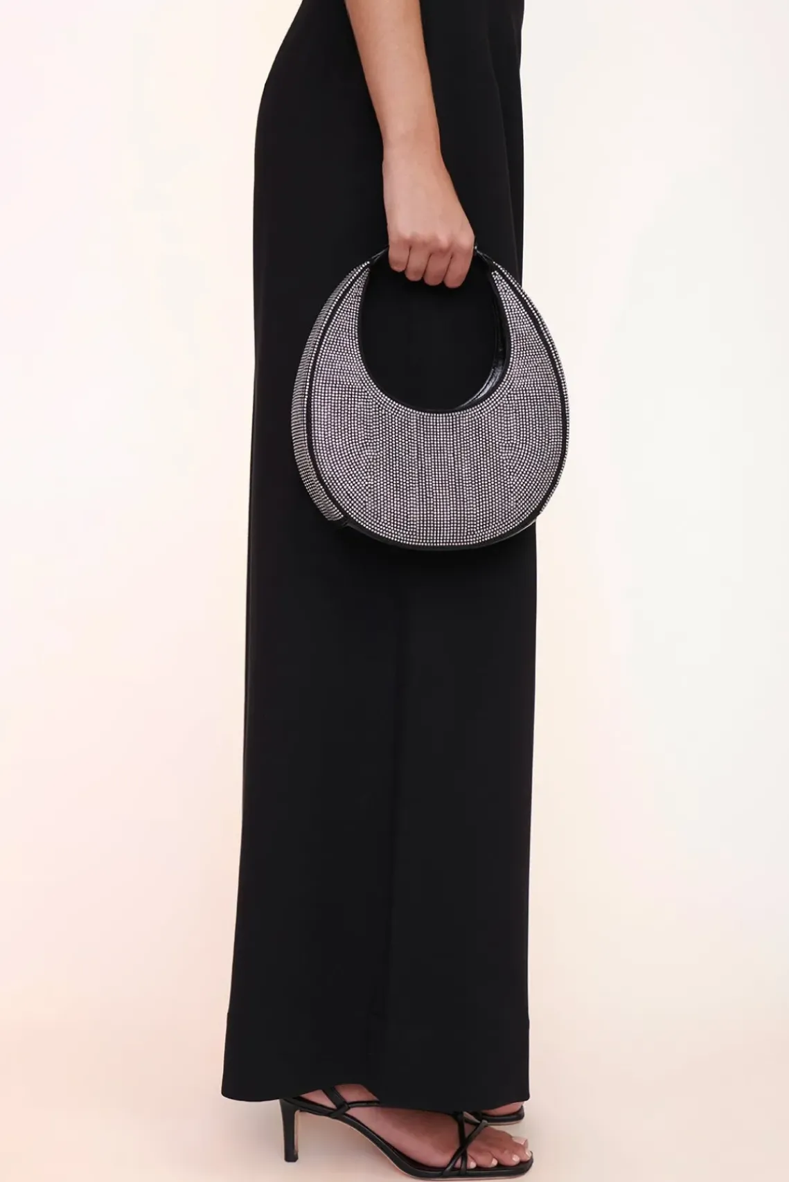 HANDBAGS STAUD - MINI MOON CRYSTAL BAG BLACK RHINESTONES