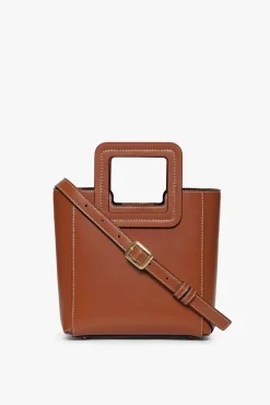 HANDBAGS STAUD - MINI SHIRLEY LEATHER BAG SADDLE