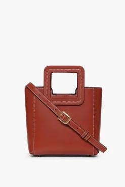 HANDBAGS STAUD - MINI SHIRLEY LEATHER BAG COGNAC
