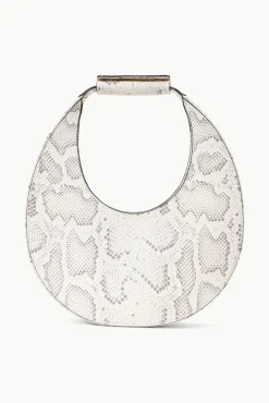 HANDBAGS STAUD - MOON BAG SNAKE EMBOSSED BLEACHED