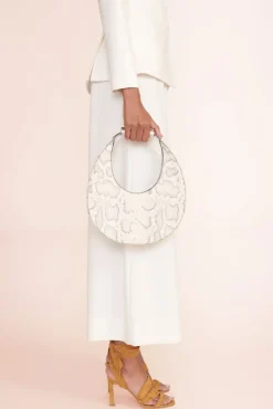 HANDBAGS STAUD - MOON BAG SNAKE EMBOSSED BLEACHED