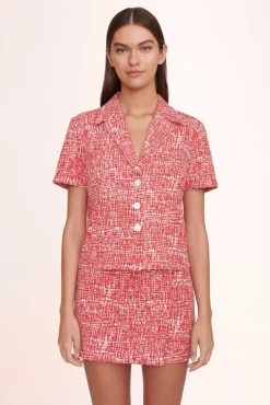 CLOTHING STAUD - NICOLA TOP PAPAYA CROSSHATCH