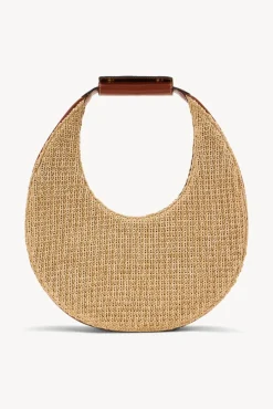 HANDBAGS STAUD - RAFFIA MOON BAG NATURAL TAN