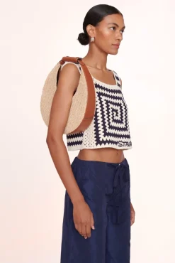HANDBAGS STAUD - RAFFIA MOON BAG NATURAL TAN