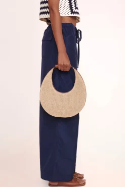 HANDBAGS STAUD - RAFFIA MOON BAG NATURAL TAN