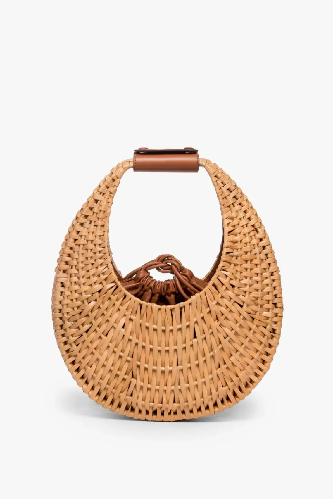 HANDBAGS STAUD - RATTAN MOON BAG NATURAL