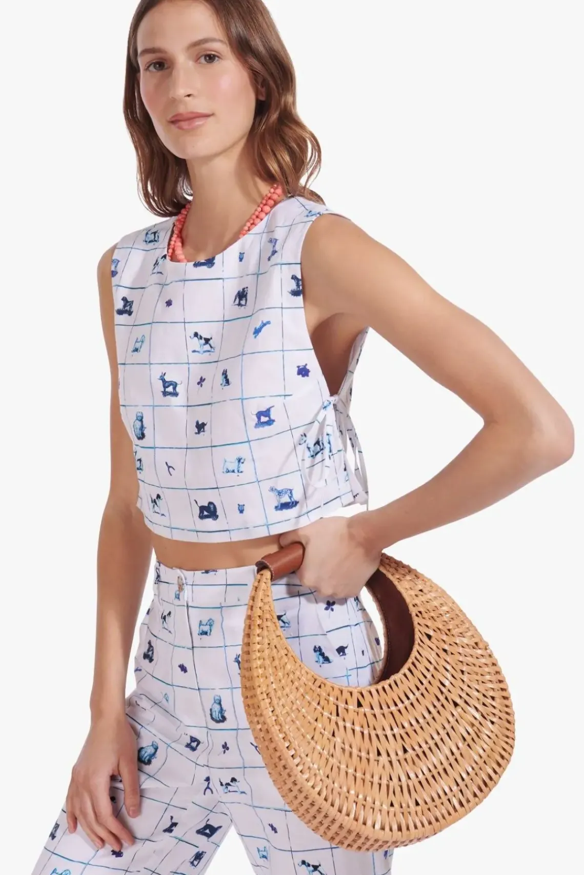 HANDBAGS STAUD - RATTAN MOON BAG NATURAL