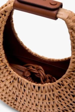HANDBAGS STAUD - RATTAN MOON BAG NATURAL