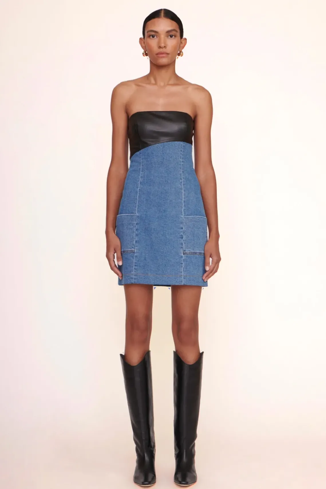 CLOTHING STAUD - SERENITY DRESS MEDIUM WASH/BLACK MEDIUM WASH/BLACK