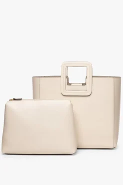 HANDBAGS STAUD - SHIRLEY LEATHER TOTE BAG CREAM