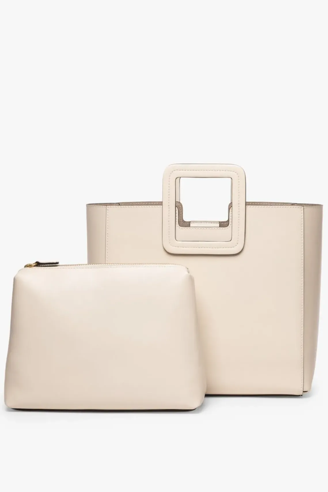 HANDBAGS STAUD - SHIRLEY LEATHER TOTE BAG CREAM