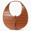 HANDBAGS STAUD - SLATTED MOON BAG TAN