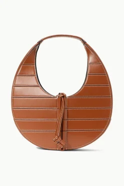 HANDBAGS STAUD - SLATTED MOON BAG TAN