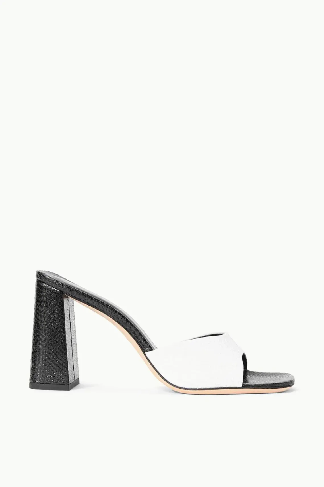 SHOES STAUD - SLOANE HEEL SNAKE EMBOSSED BLACK WHITE