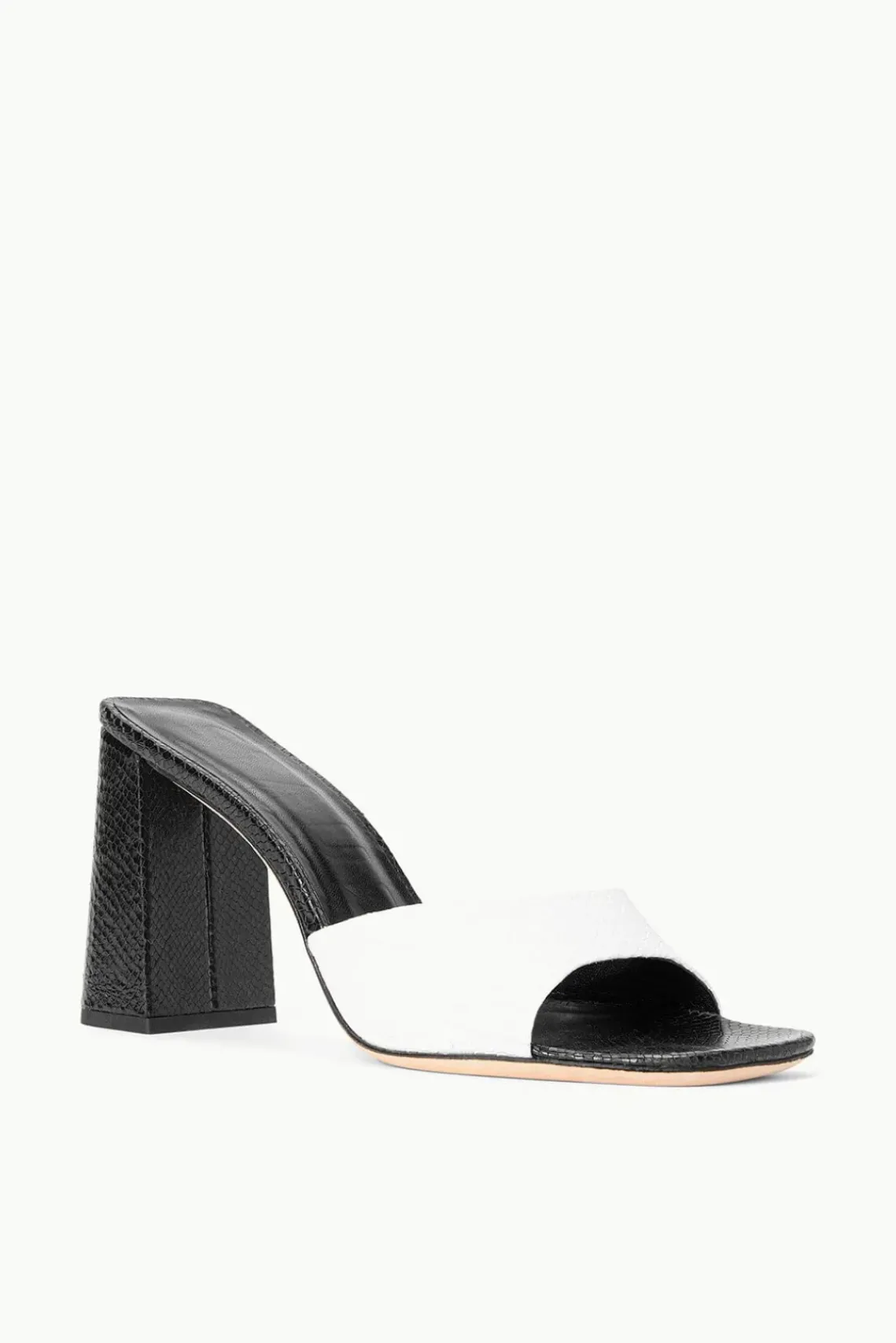 SHOES STAUD - SLOANE HEEL SNAKE EMBOSSED BLACK WHITE