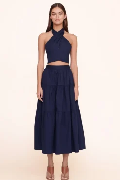 CLOTHING STAUD - SMOCKED KAI TOP NAVY