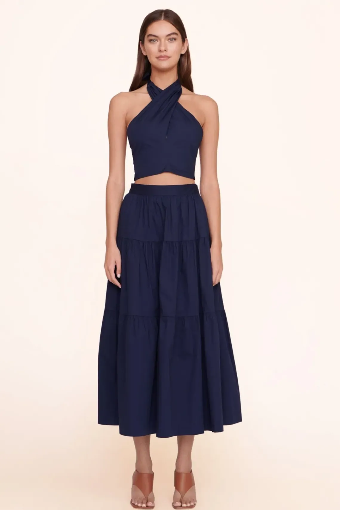 CLOTHING STAUD - SMOCKED KAI TOP NAVY