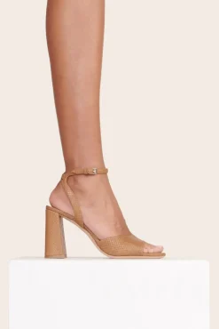 SHOES STAUD - SOLANGE HEEL SNAKE EMBOSSED TAN