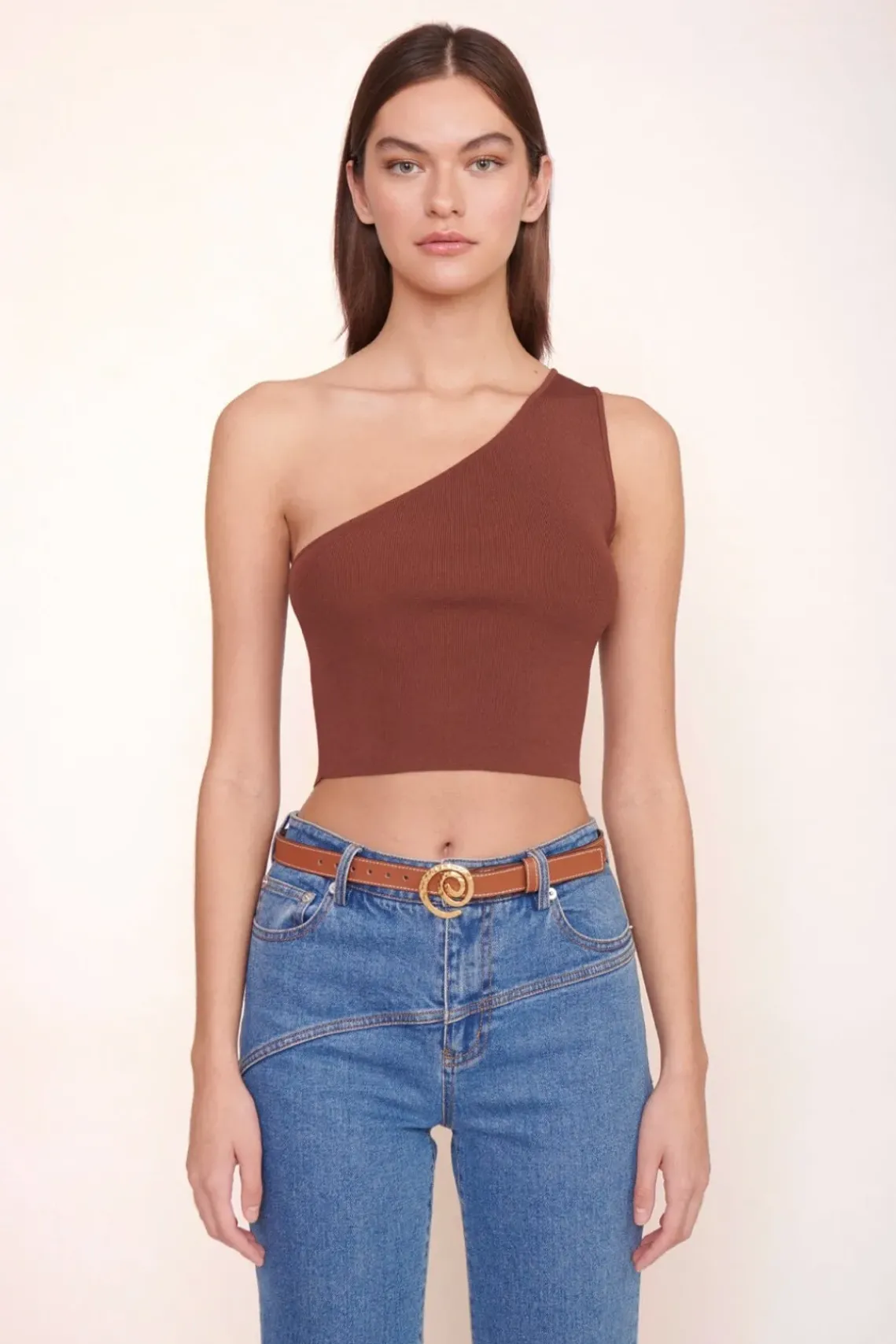 HANDBAGS STAUD - SWIRL BUCKLE BELT TAN