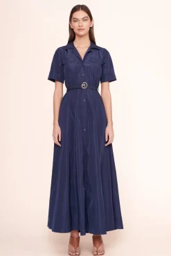 CLOTHING STAUD - SWIRL SHIRT DRESS NAVY