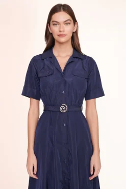 CLOTHING STAUD - SWIRL SHIRT DRESS NAVY