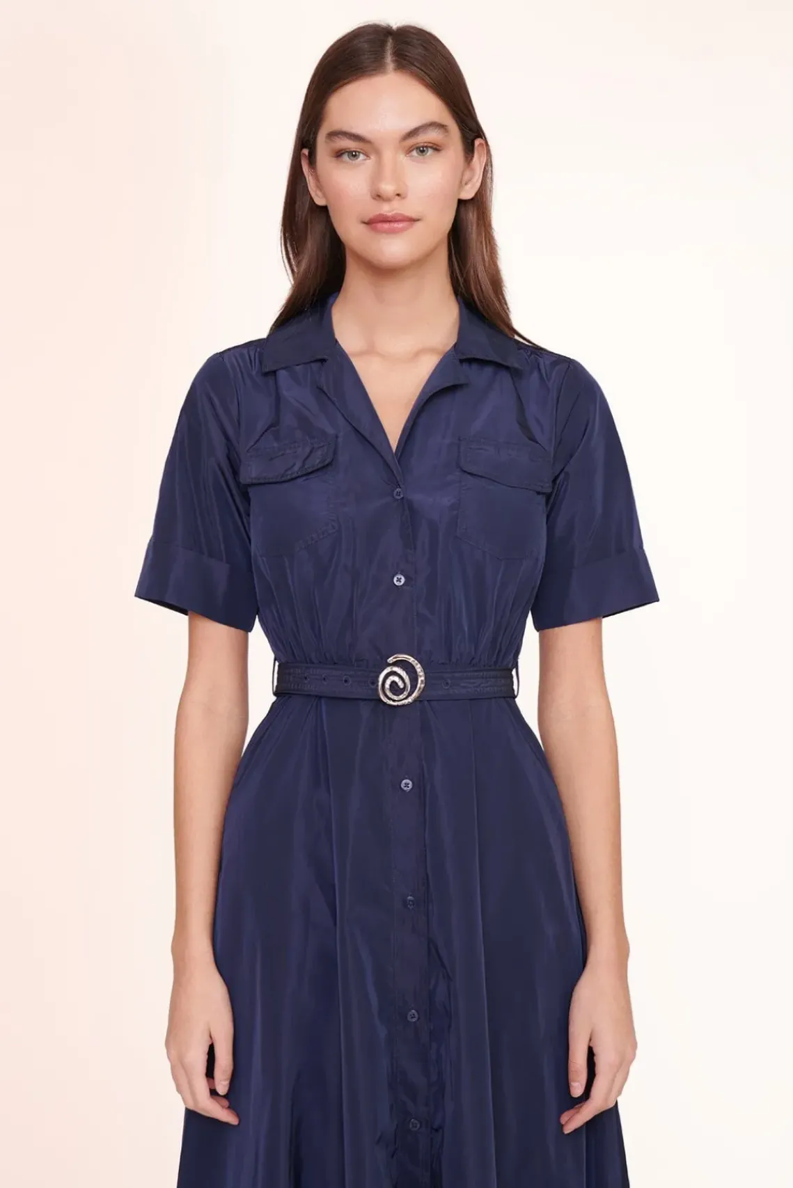 CLOTHING STAUD - SWIRL SHIRT DRESS NAVY