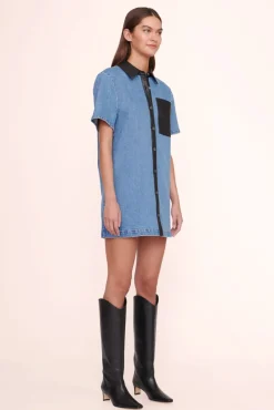 CLOTHING STAUD - WITCH DRESS MEDIUM WASH/BLACK MEDIUM WASH/BLACK